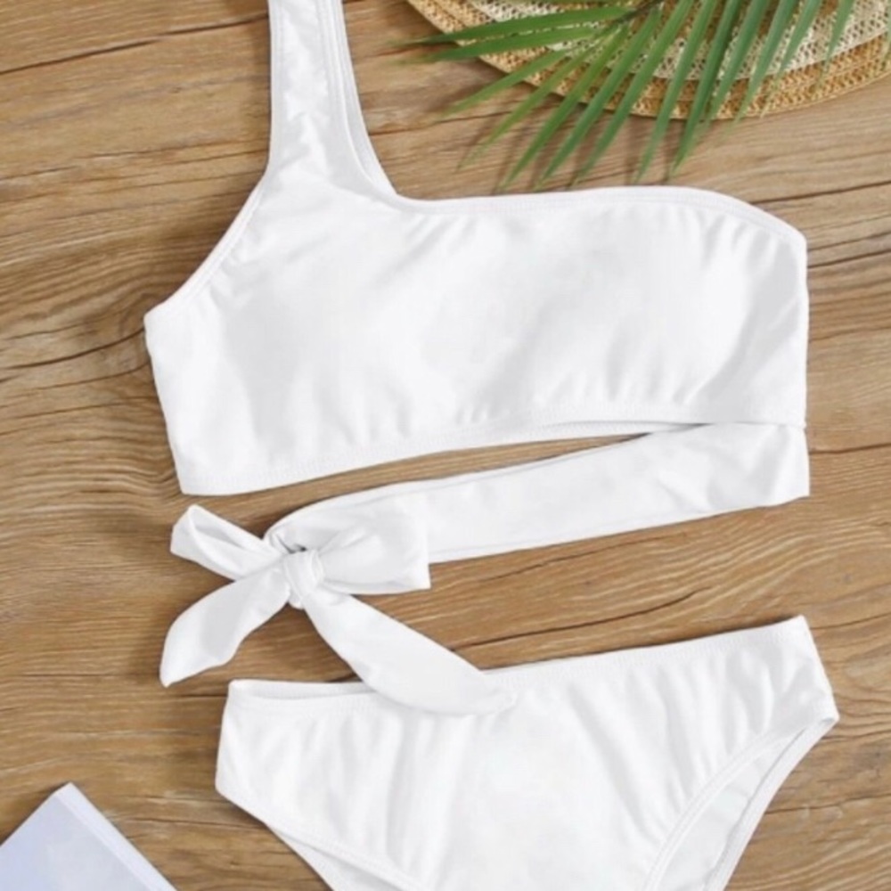 white bathing suit set